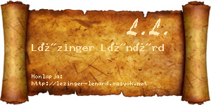 Lézinger Lénárd névjegykártya